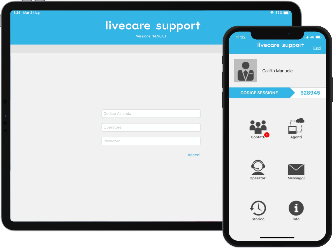 iPhone e iPad con Livecare Support